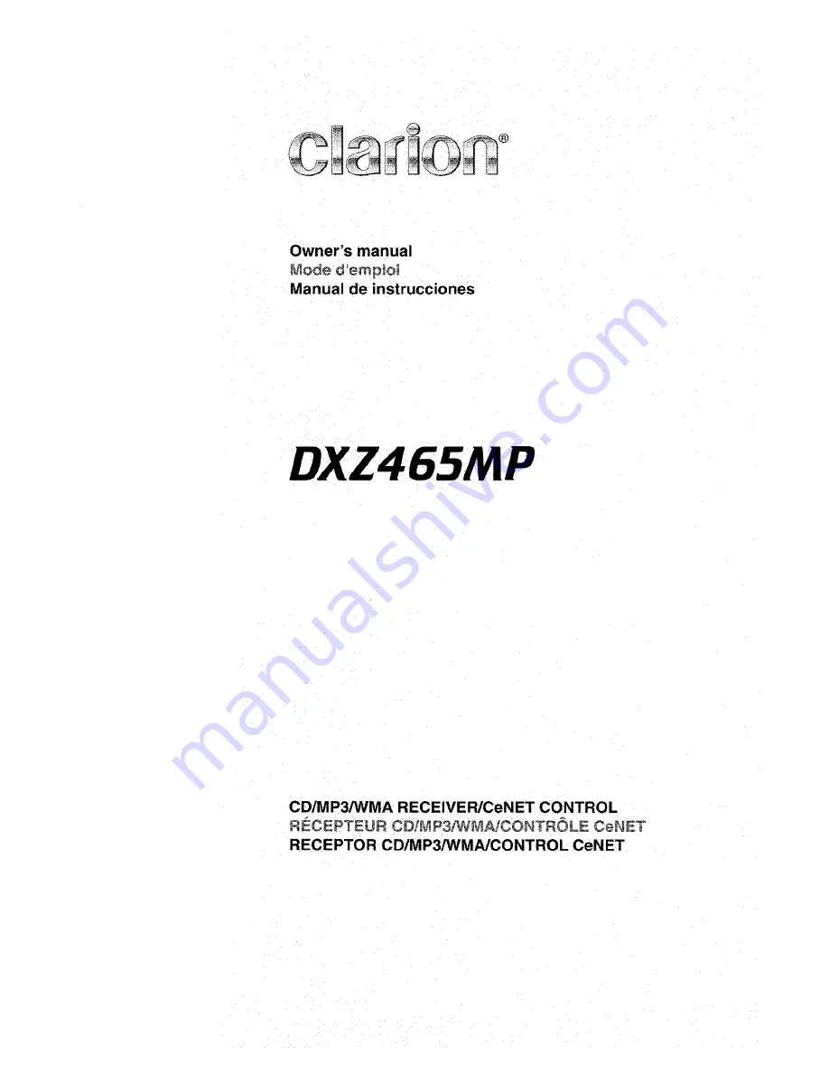 Clarion DXZ465MP Скачать руководство пользователя страница 1