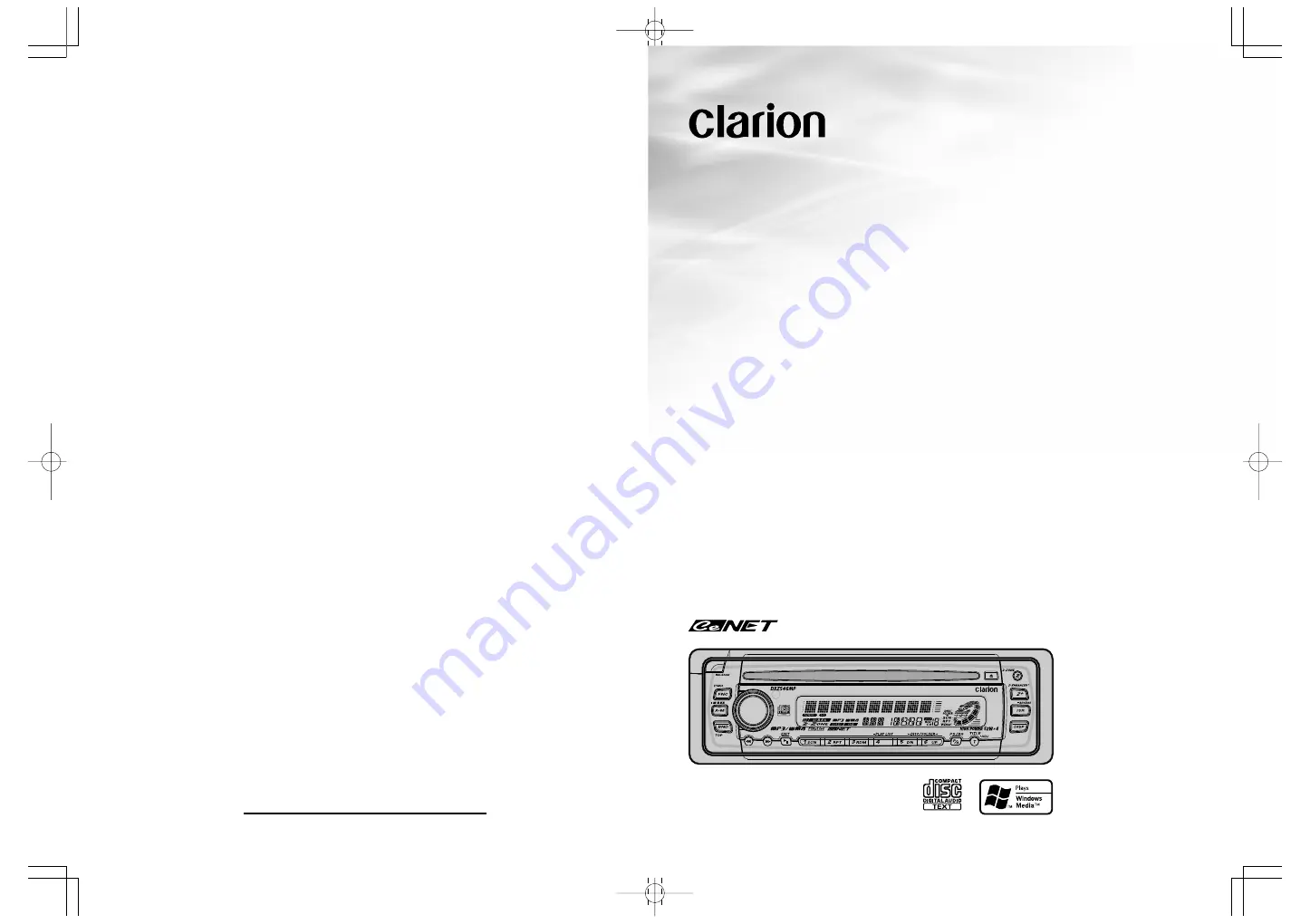 Clarion DXZ546MP Owner'S Manual Download Page 1