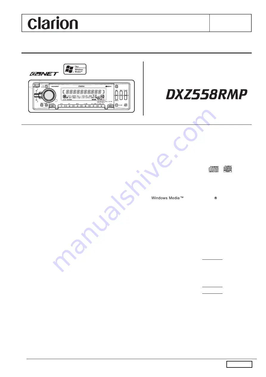 Clarion DXZ558RMP Service Manual Download Page 1