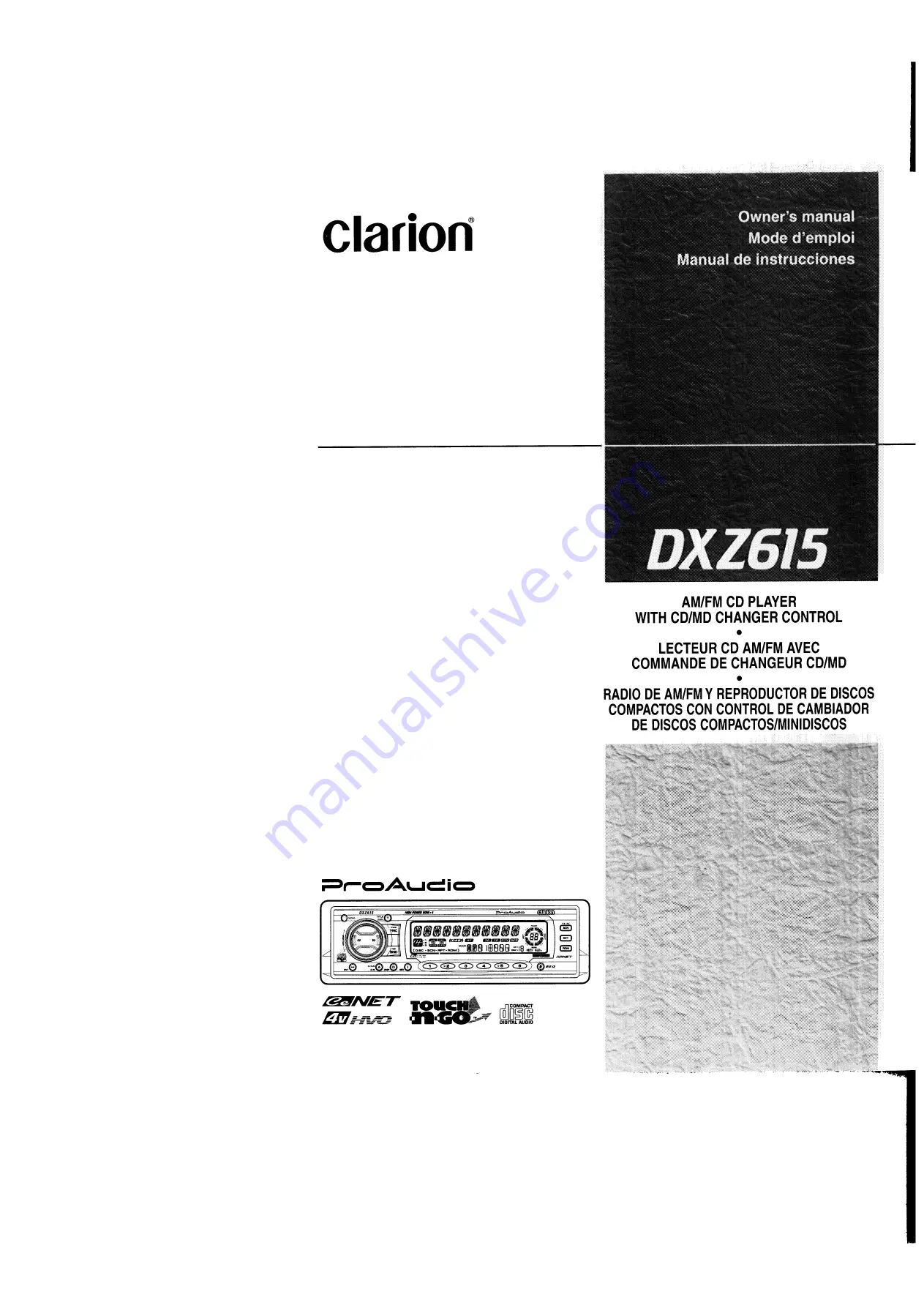 Clarion DXZ615 Owner'S Manual Download Page 1