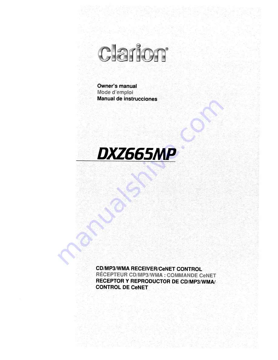 Clarion DXZ665MP Owner'S Manual Download Page 1