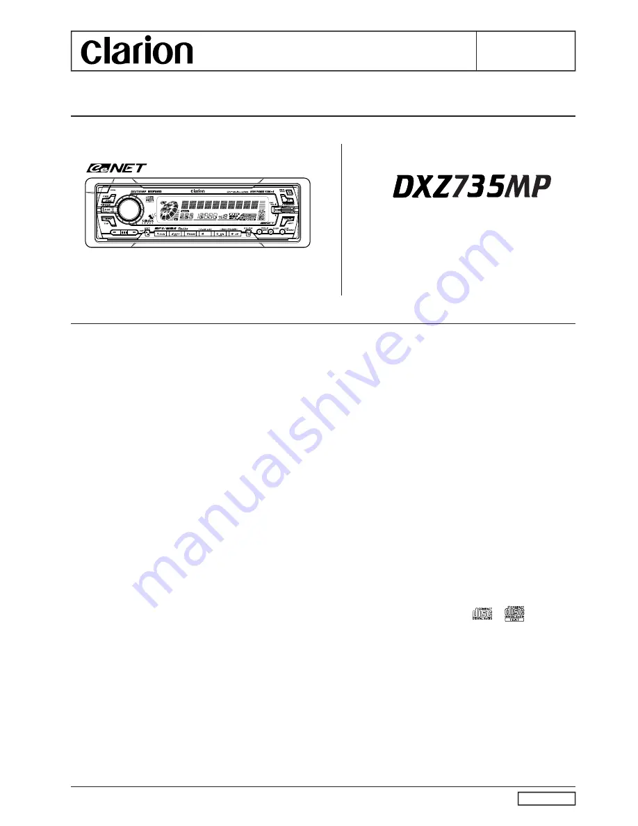 Clarion DXZ735MP Service Manual Download Page 1