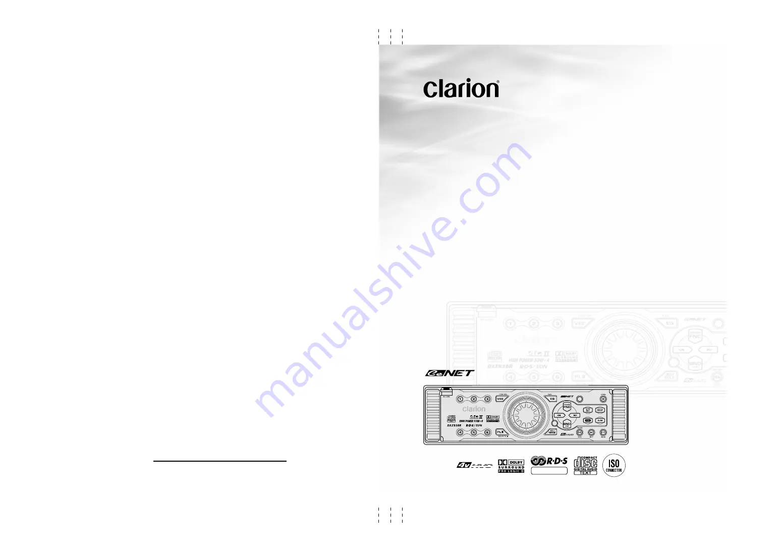 Clarion DXZ938R Owner'S Manual Download Page 1