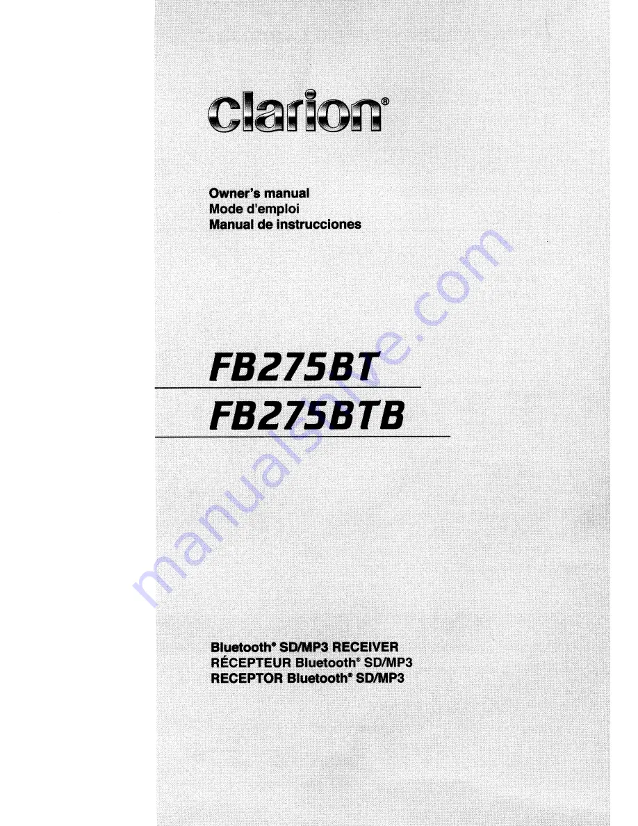 Clarion FB275BT Owner'S Manual Download Page 1