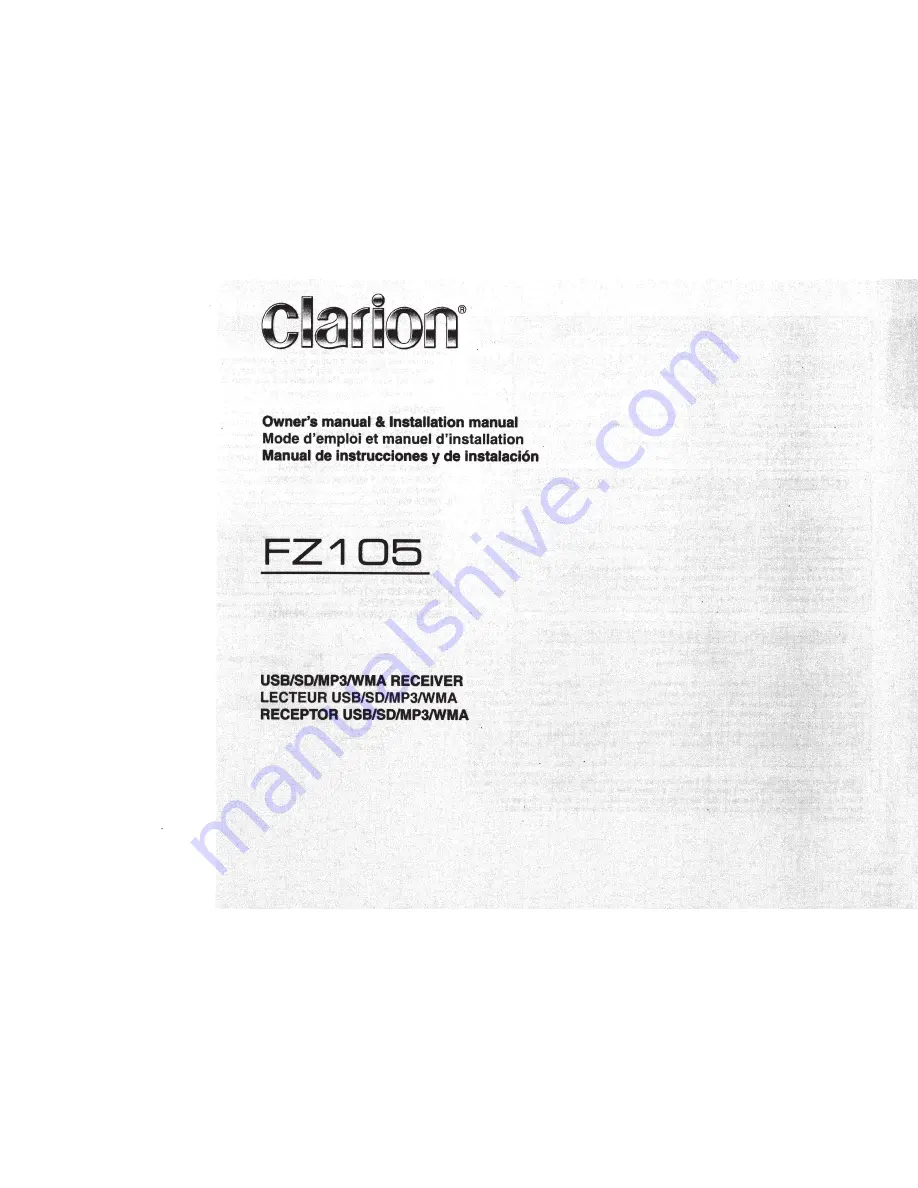 Clarion FZ105 Owner'S Manual Download Page 1