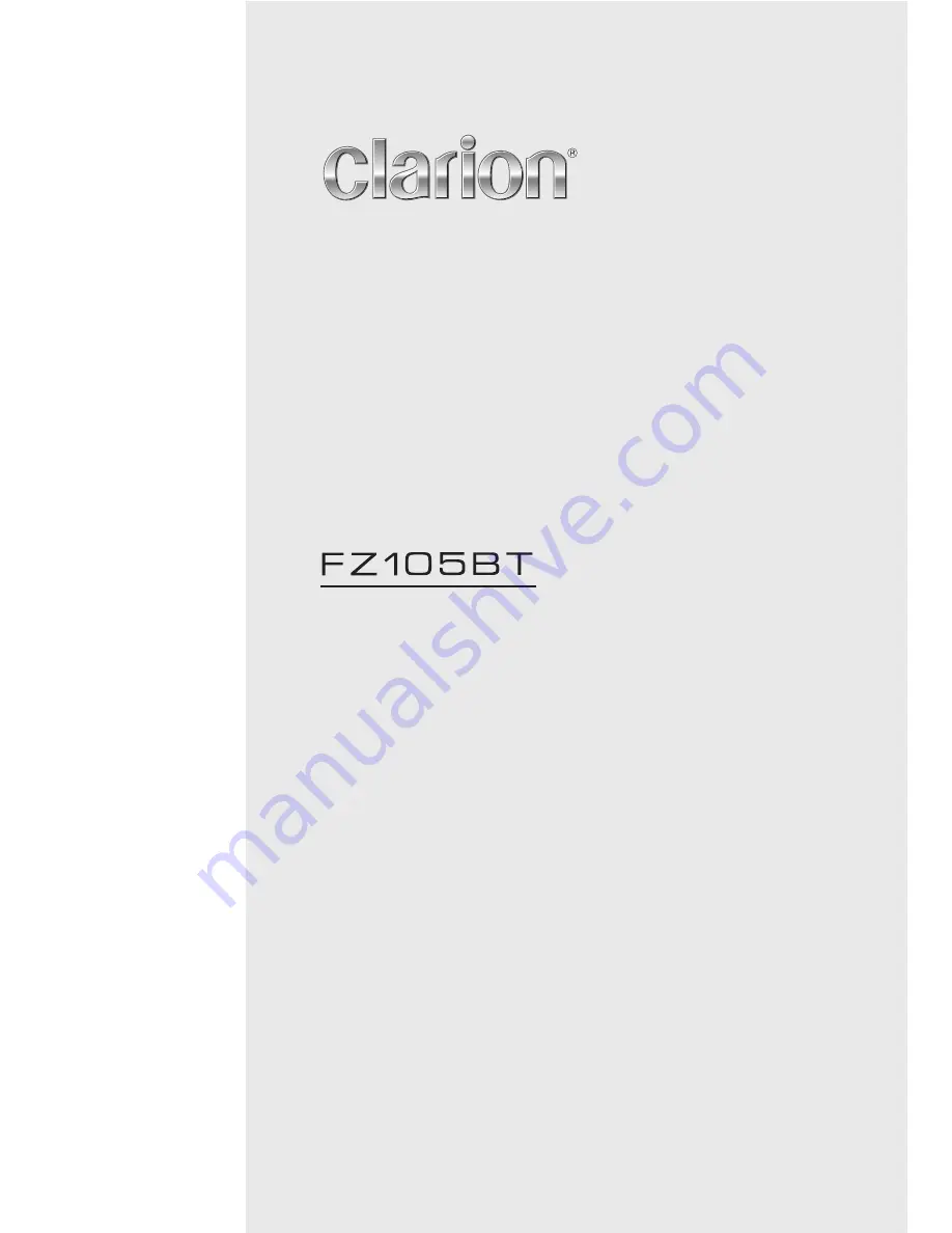 Clarion FZ105BT Owner'S Manual And Installation Instructions Download Page 1