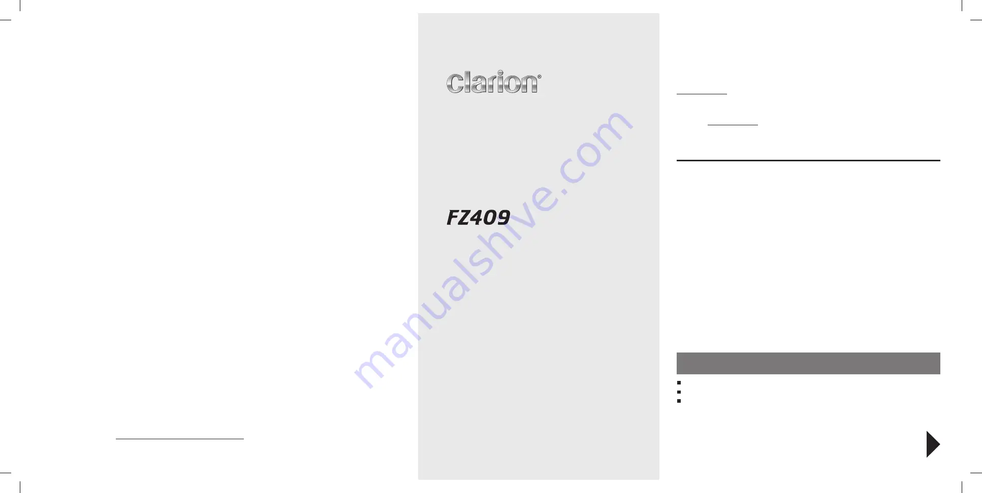 Clarion FZ409 Скачать руководство пользователя страница 1