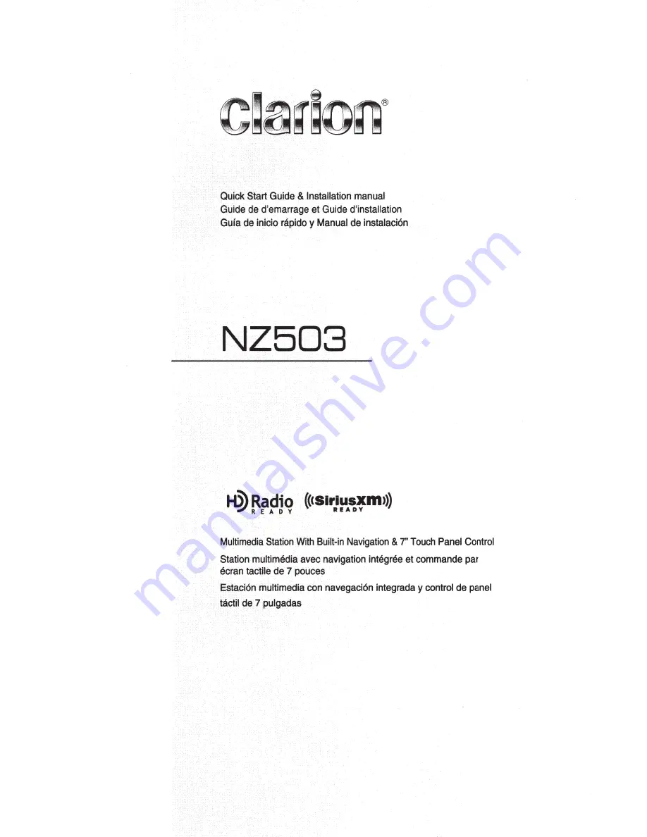 Clarion NZ503 User Manual Download Page 1