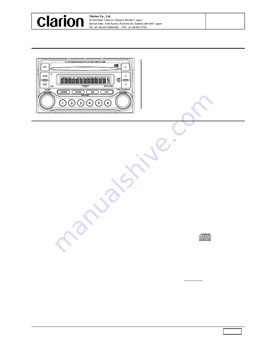 Clarion PS-2760D Service Manual Download Page 1