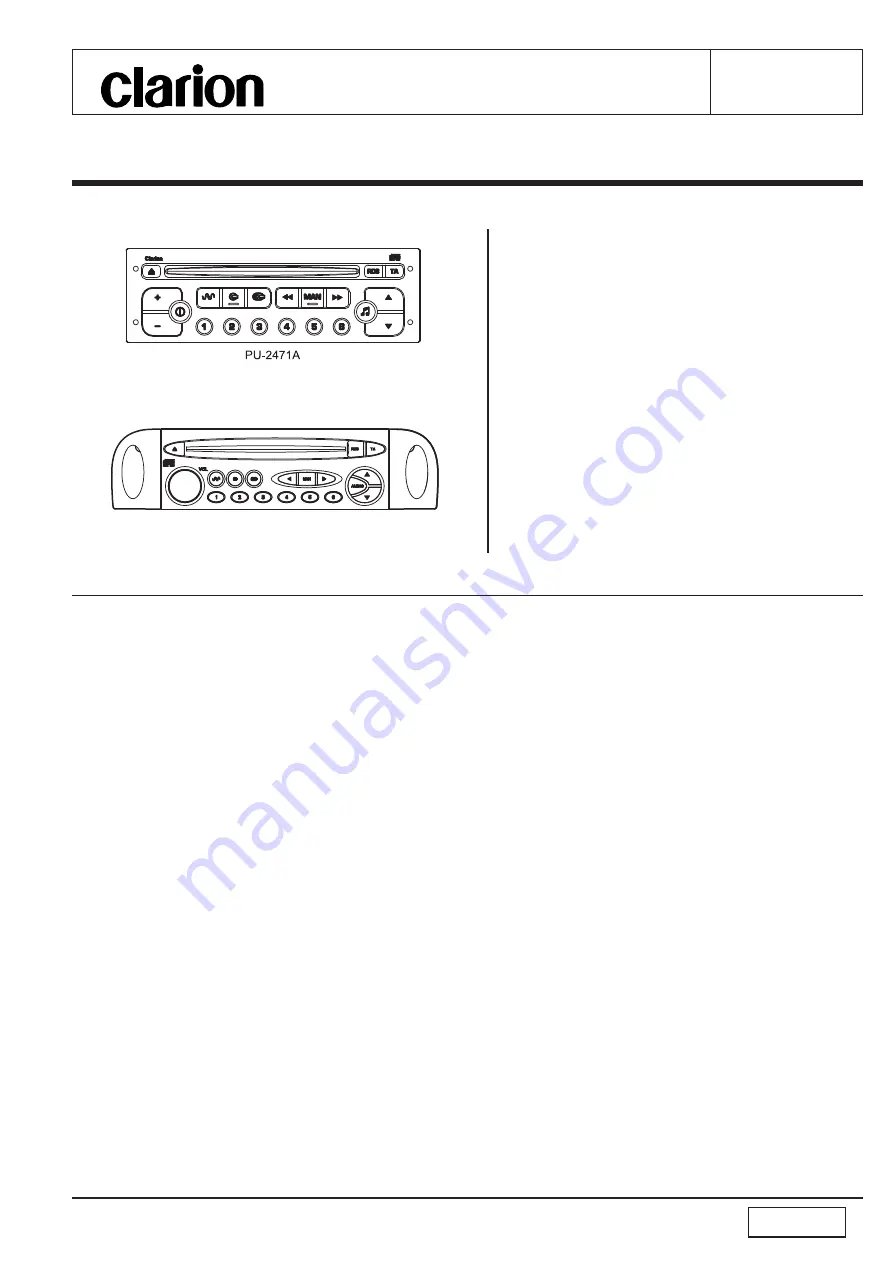 Clarion PU-2471A-G Service Manual Download Page 1