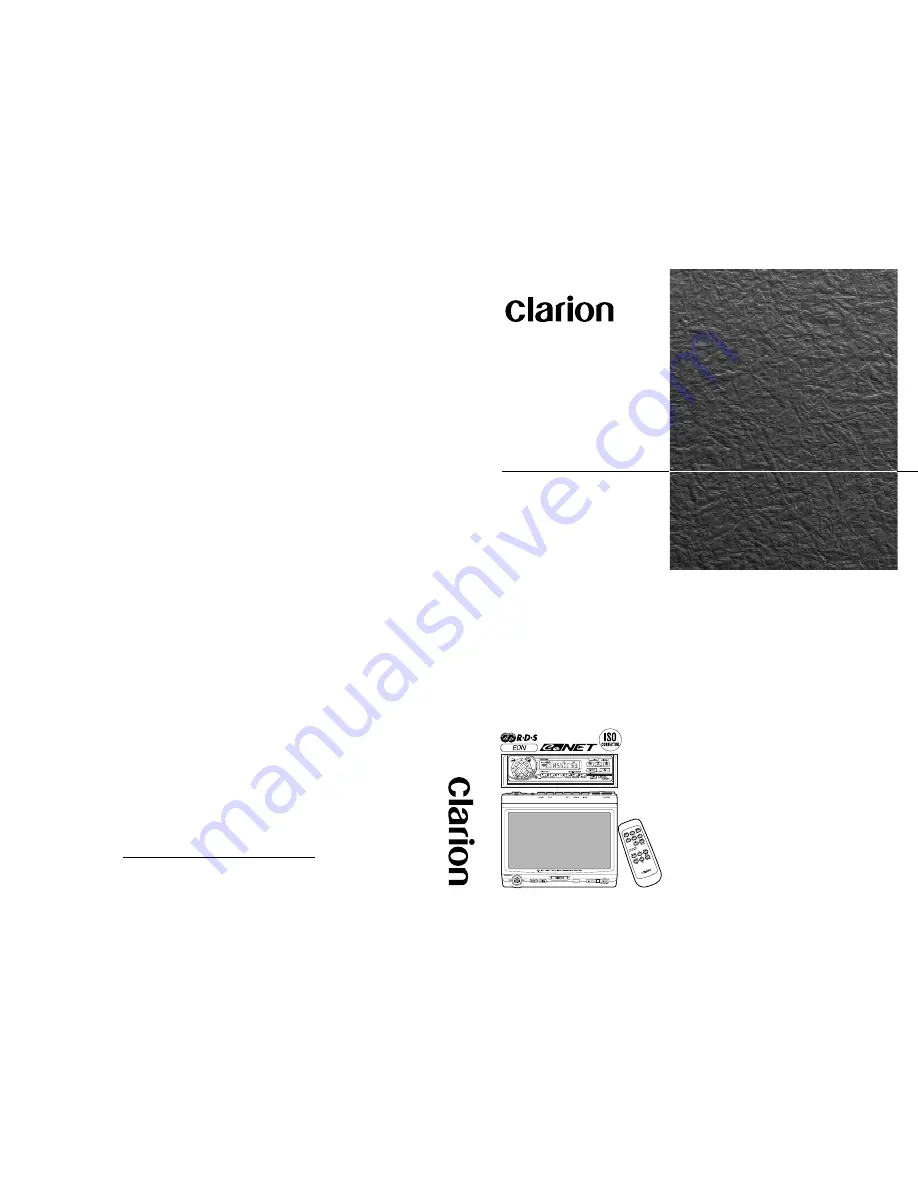 Clarion VRX6570Rz Owner'S Manual & Installation Manual Download Page 1