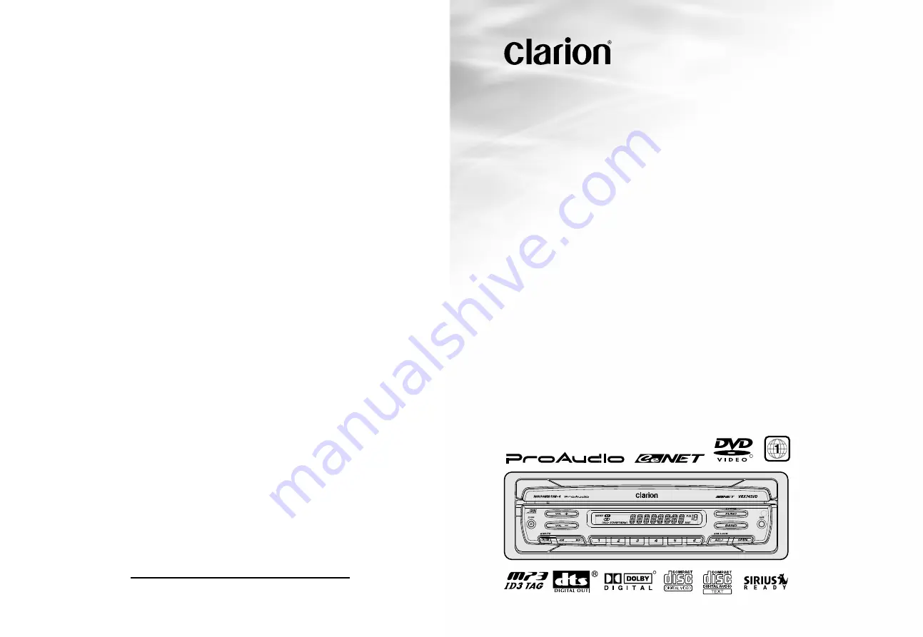 Clarion VRX745VD Скачать руководство пользователя страница 1