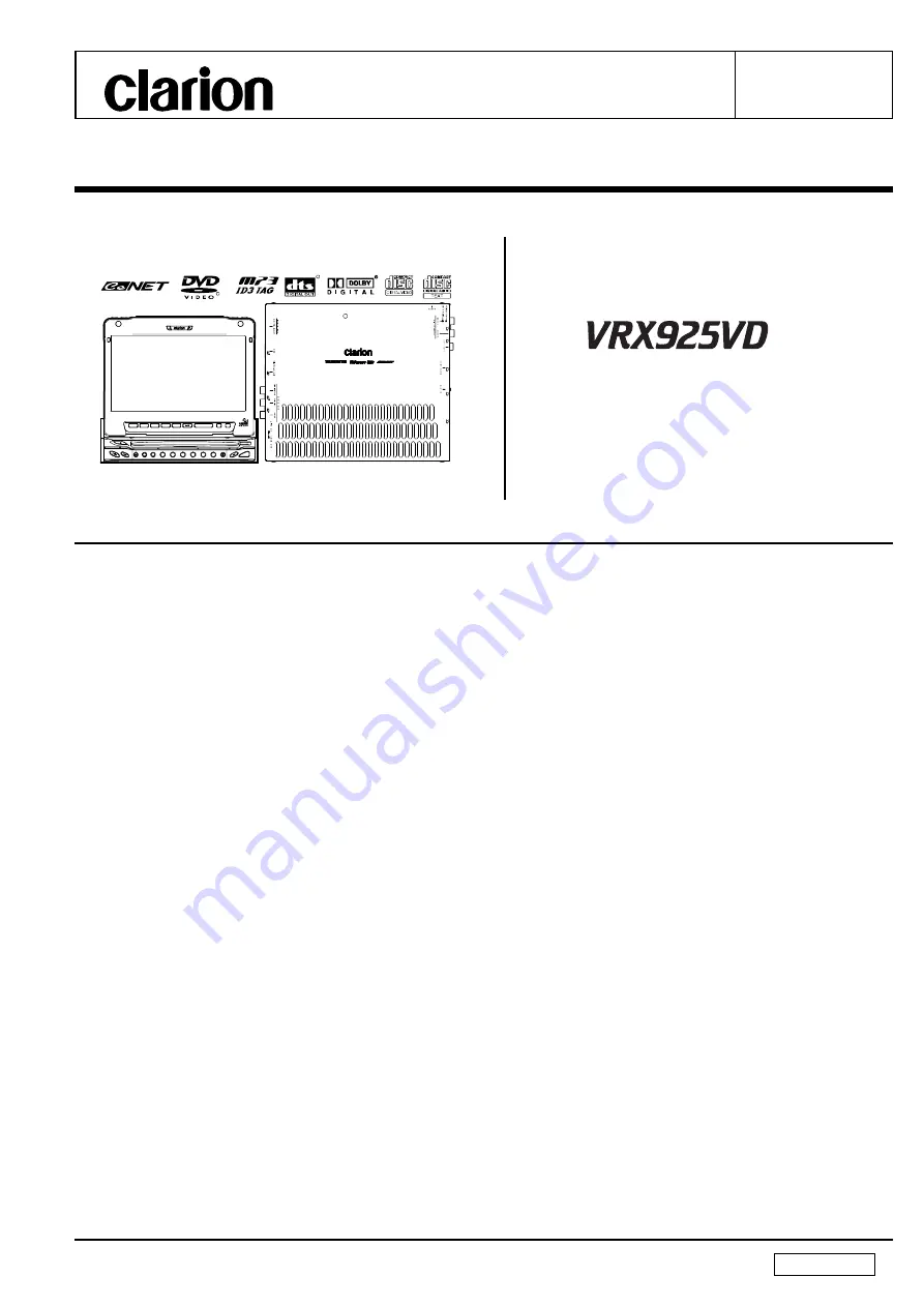 Clarion VRX925VD Service Manual Download Page 1