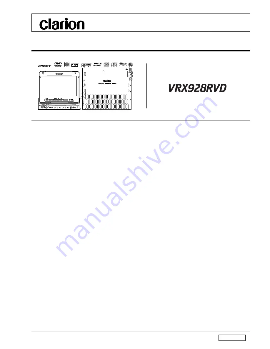 Clarion VRX928RVD Скачать руководство пользователя страница 1