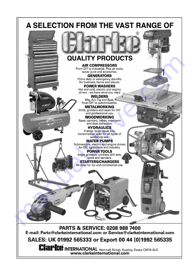 Clarke 3110650 Operating & Maintenance Instructions Download Page 16