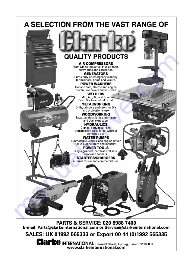 Clarke 3110856 Operating & Maintenance Instructions Download Page 16