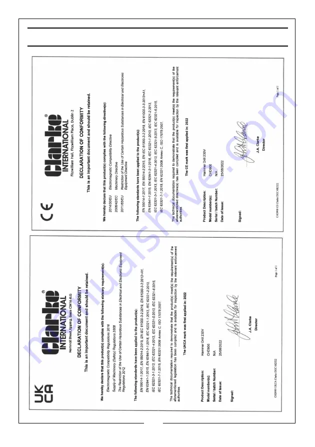 Clarke 6479504 Operation & Maintenance Instructions Manual Download Page 15