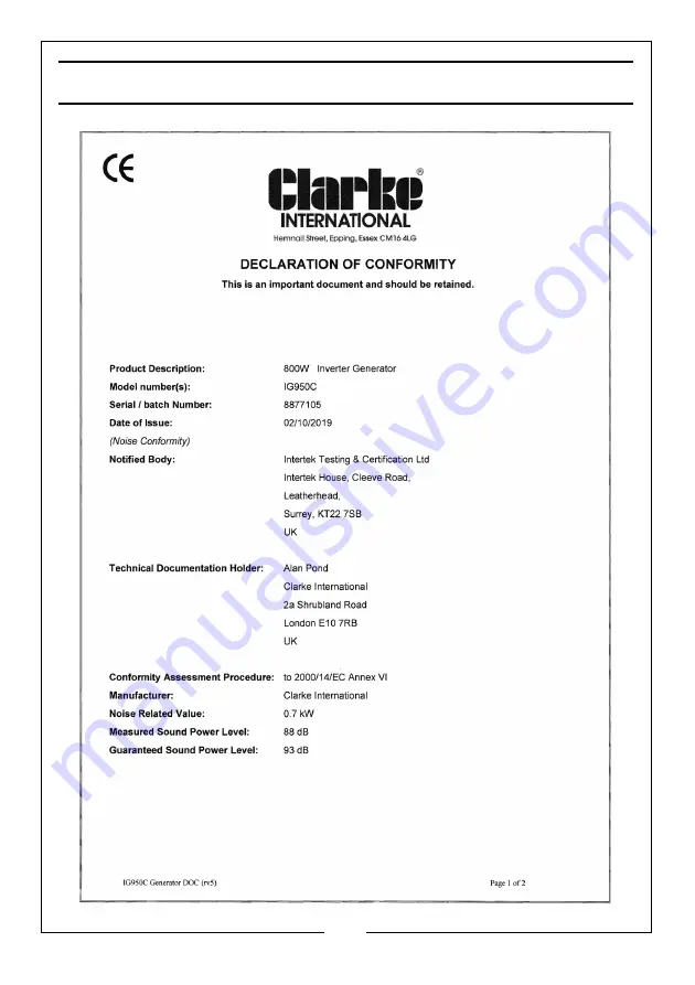 Clarke 8877105 Operation & Maintenance Instructions Manual Download Page 25