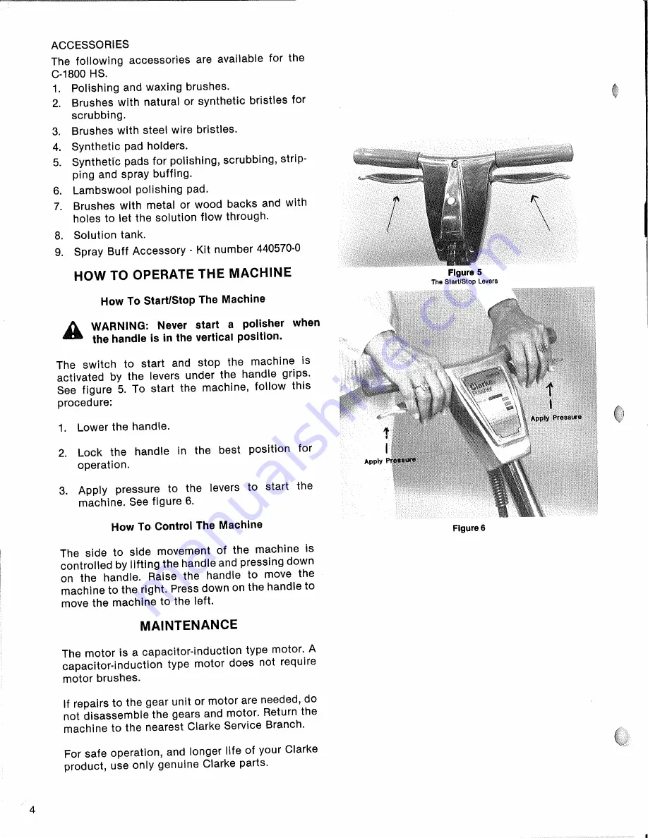 Clarke C-1800HS Instruction Book And Parts List Download Page 6