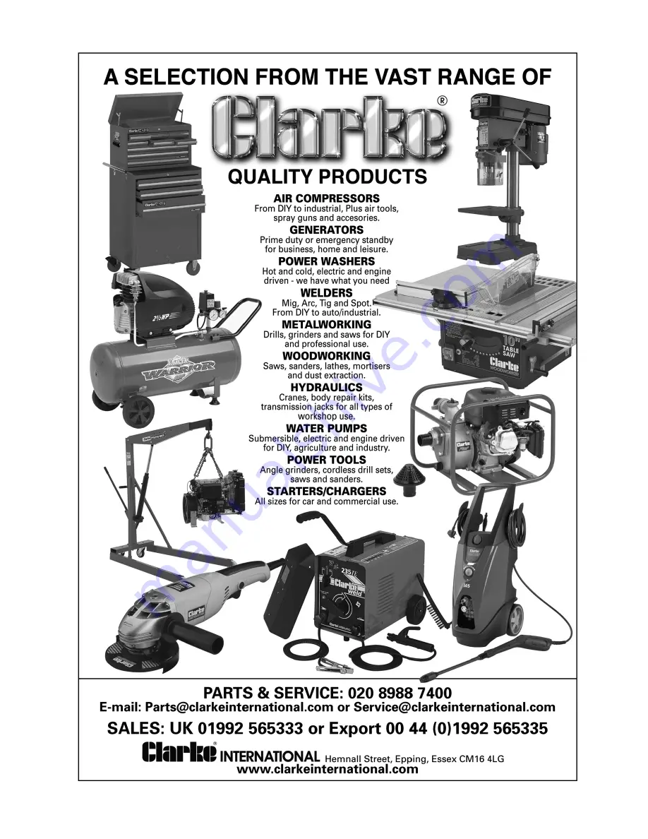 Clarke CAT52 Operating & Maintenance Instructions Download Page 16