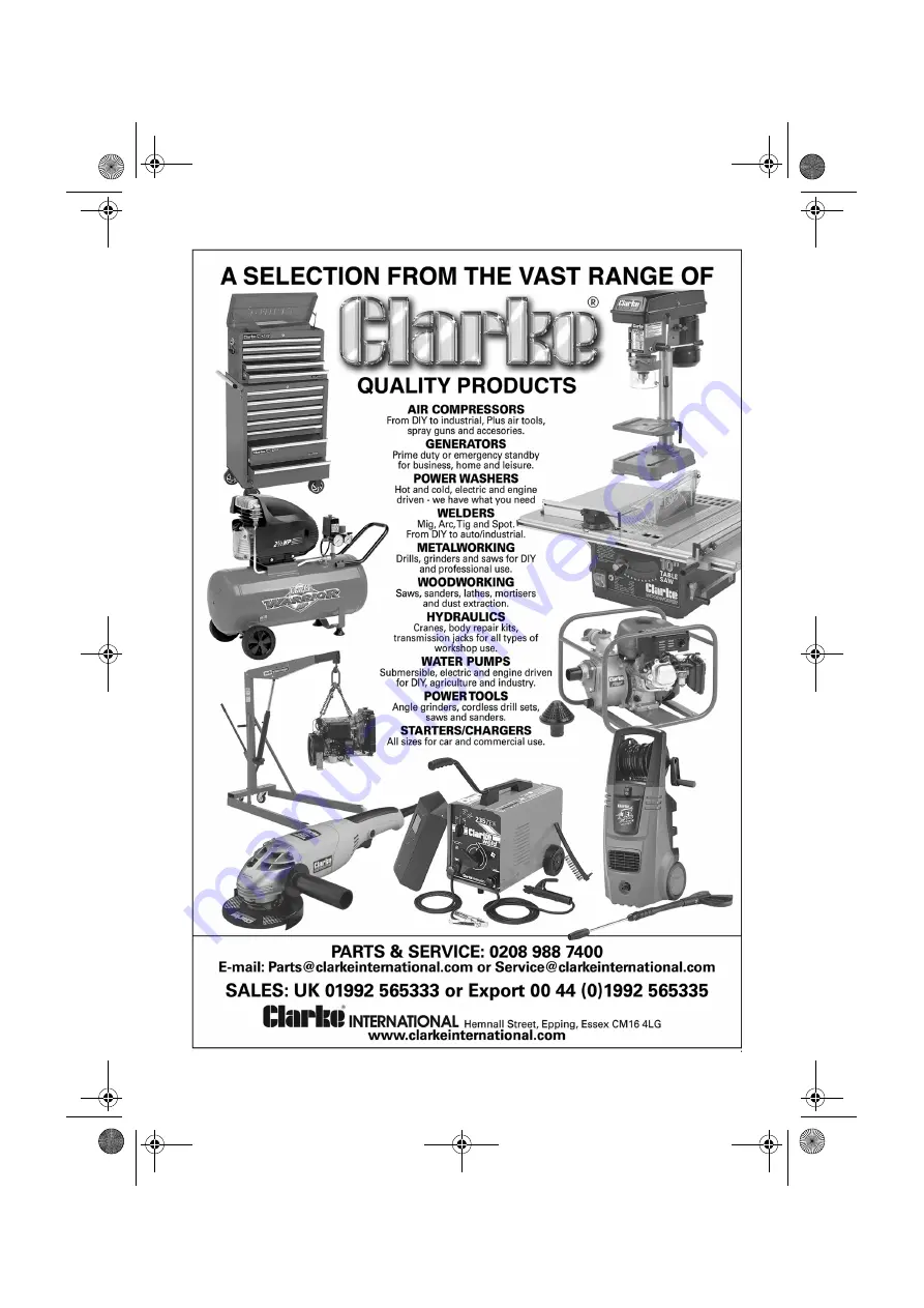 Clarke CHD850 Operation & Maintenance Instructions Manual Download Page 16