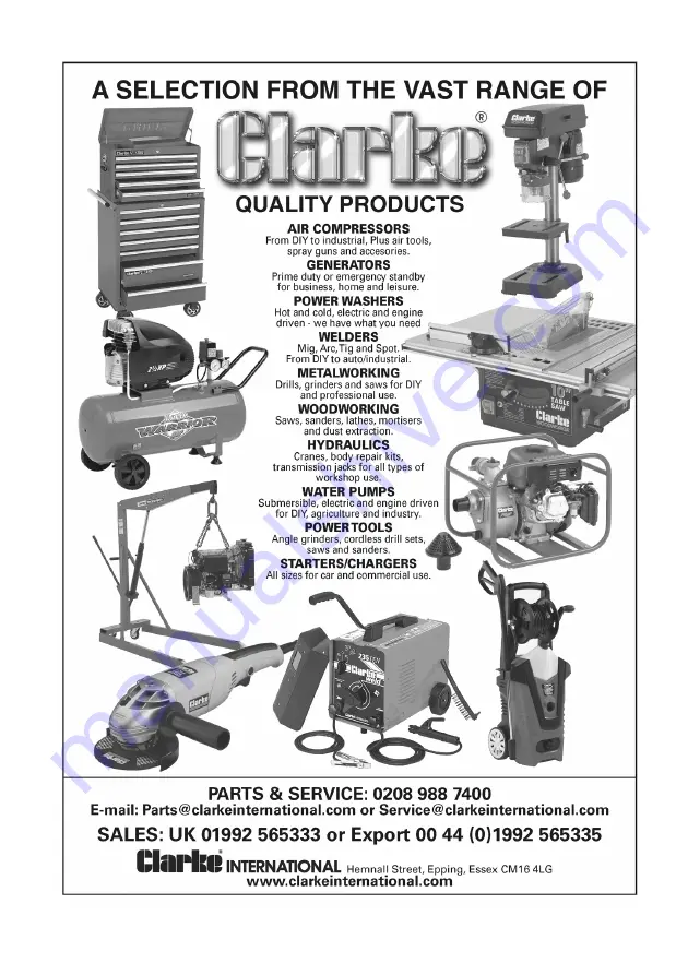 Clarke CWS200B Original Instructions Manual Download Page 20