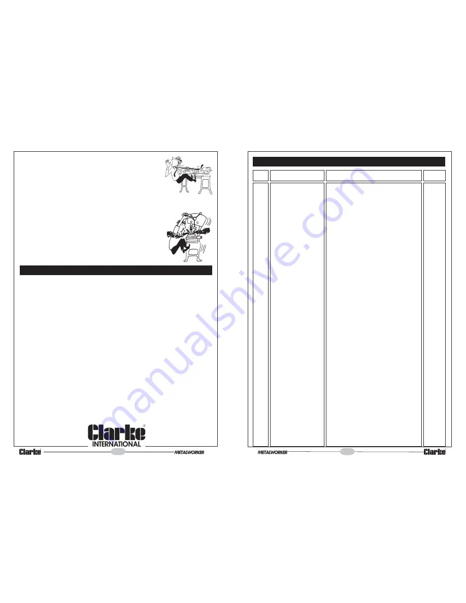 Clarke Metalworker CMD10 Operating And Maintenance Instructions Manual Download Page 6