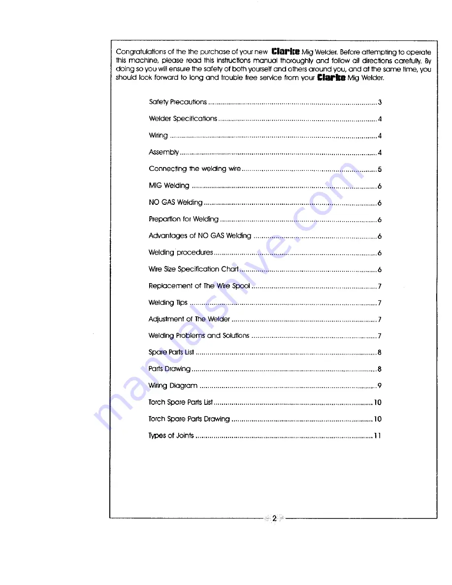 Clarke MIG 95 Скачать руководство пользователя страница 2