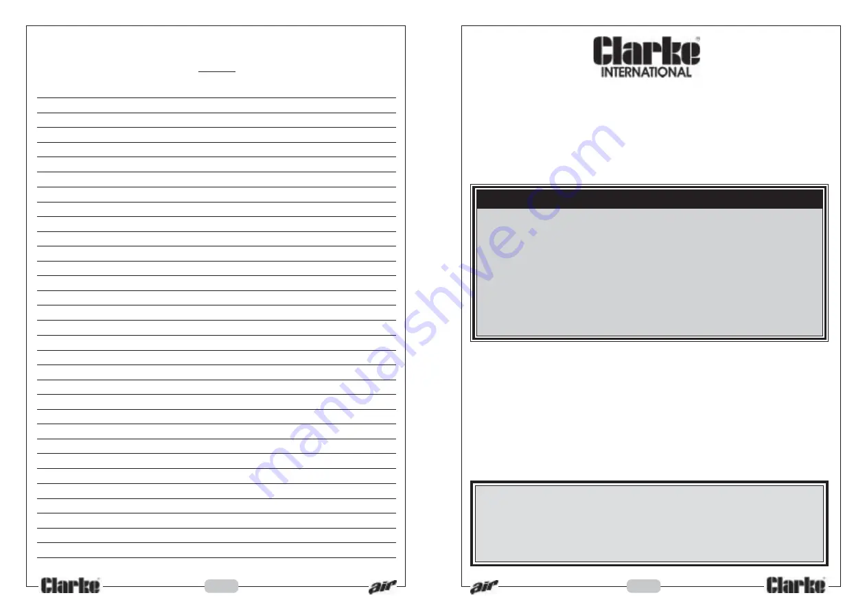 Clarke SP18C Operation & Maintenance Instructions Manual Download Page 3