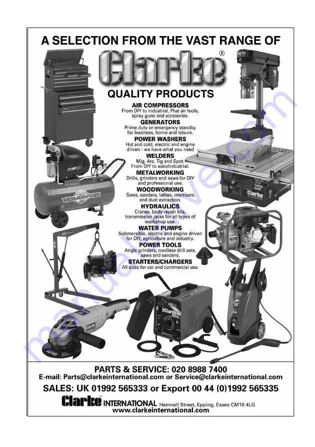 Clarke Strong-Arm CSA20F Operation & Maintenance Instructions Manual Download Page 20