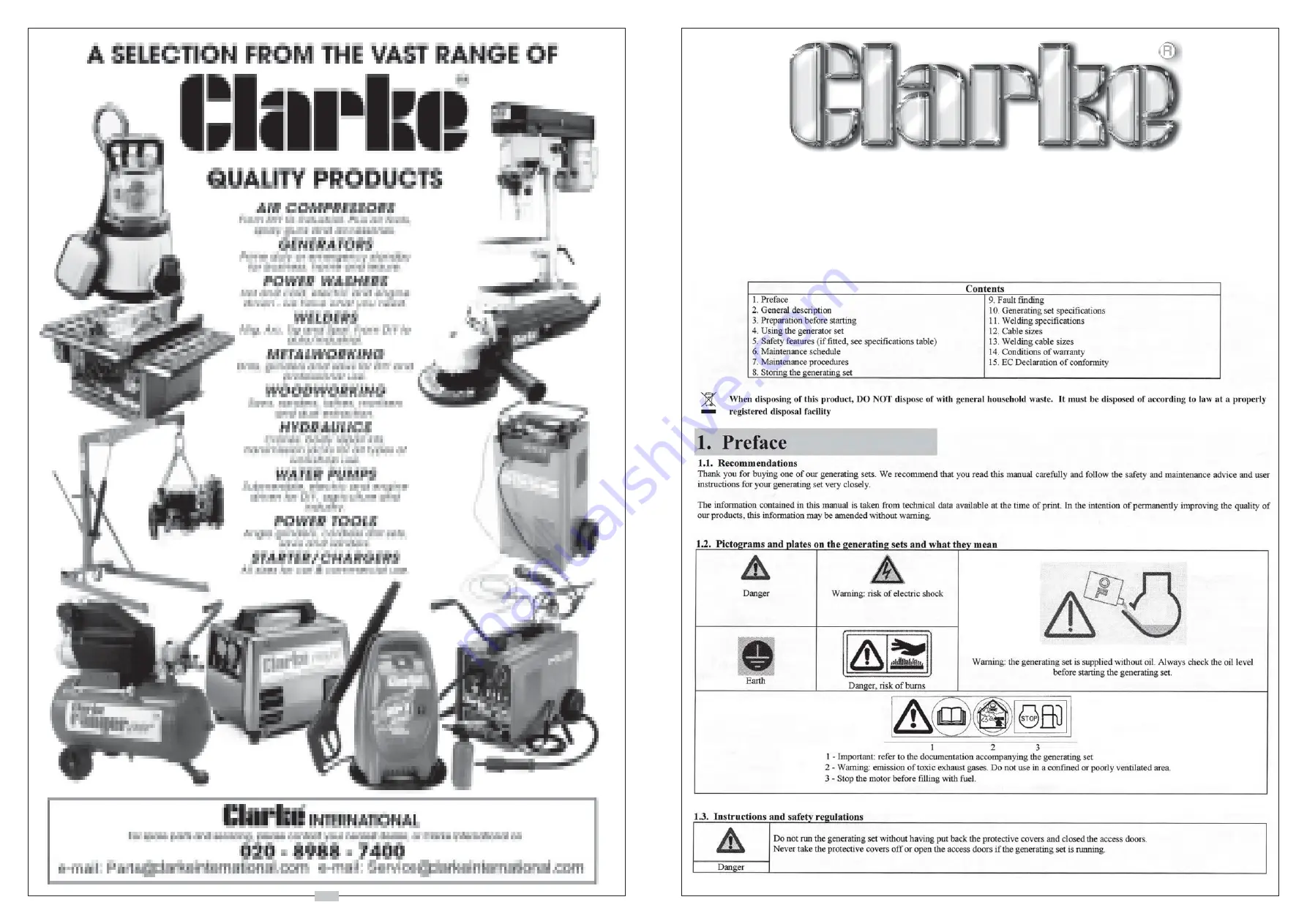 Clarke WLD180 Operation & Maintenance Instructions Manual Download Page 12