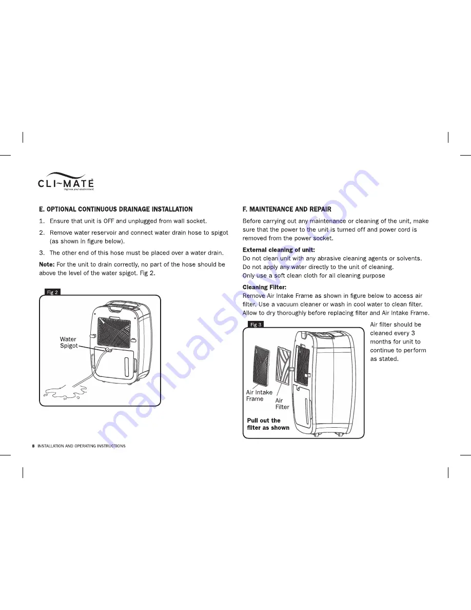 Cli-mate CLI-DH25-E Installation And Operation Instructoins Download Page 10