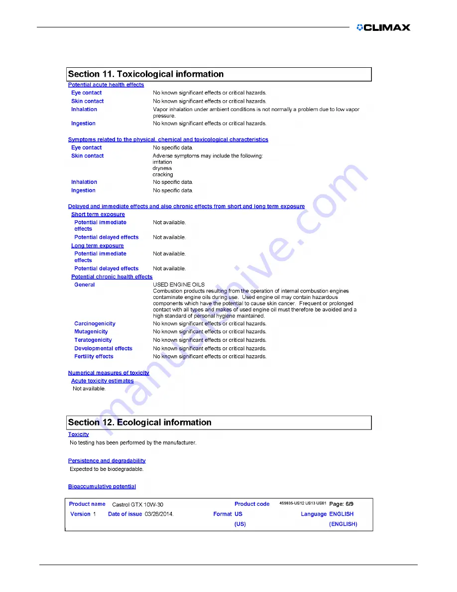 Climax FF7200 Operating Manual Download Page 111