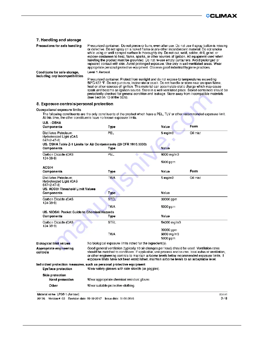 Climax FF7200 Operating Manual Download Page 123