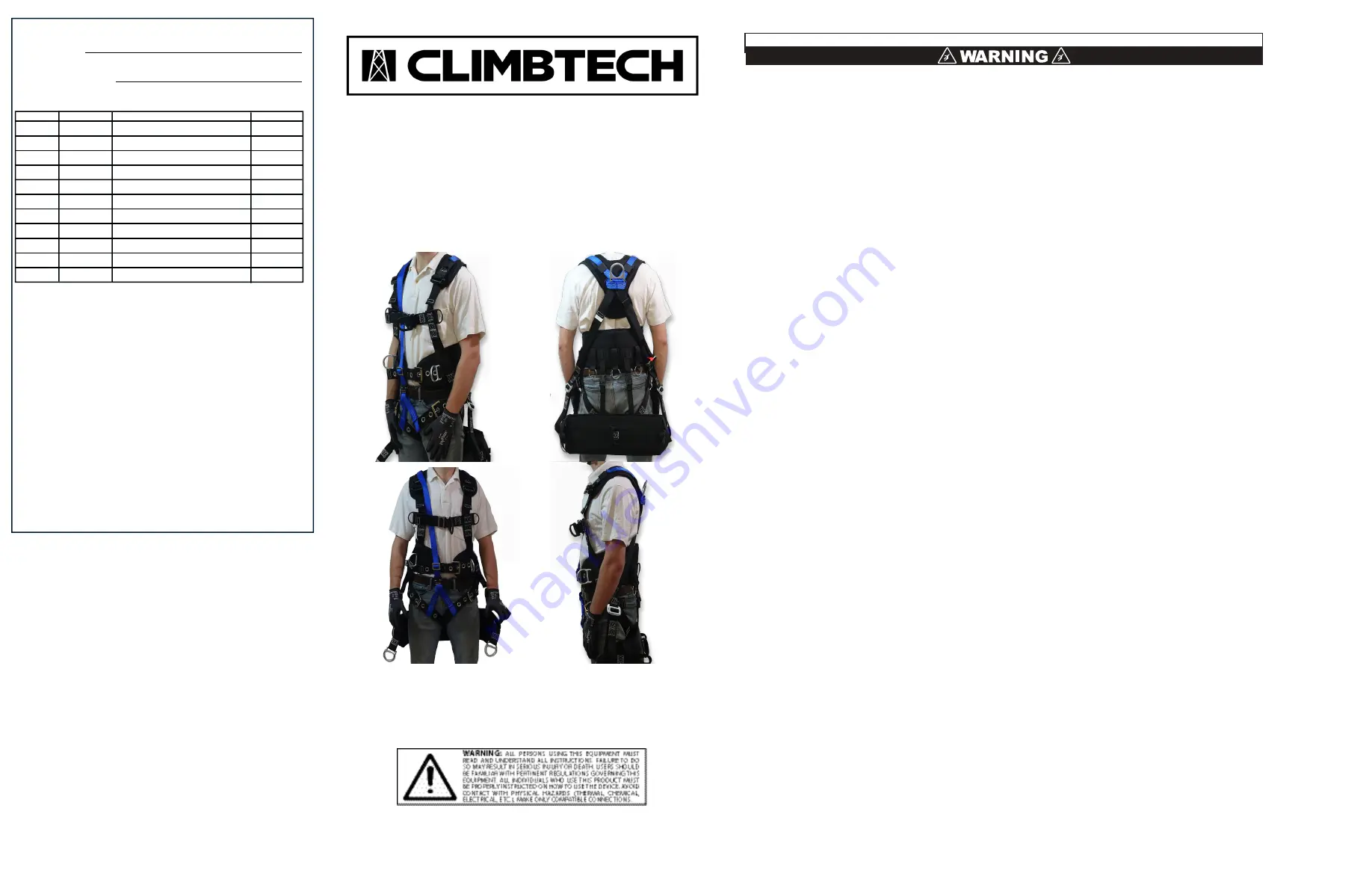 ClimbTech Freetech HARNESS-XXX-FRT Скачать руководство пользователя страница 1