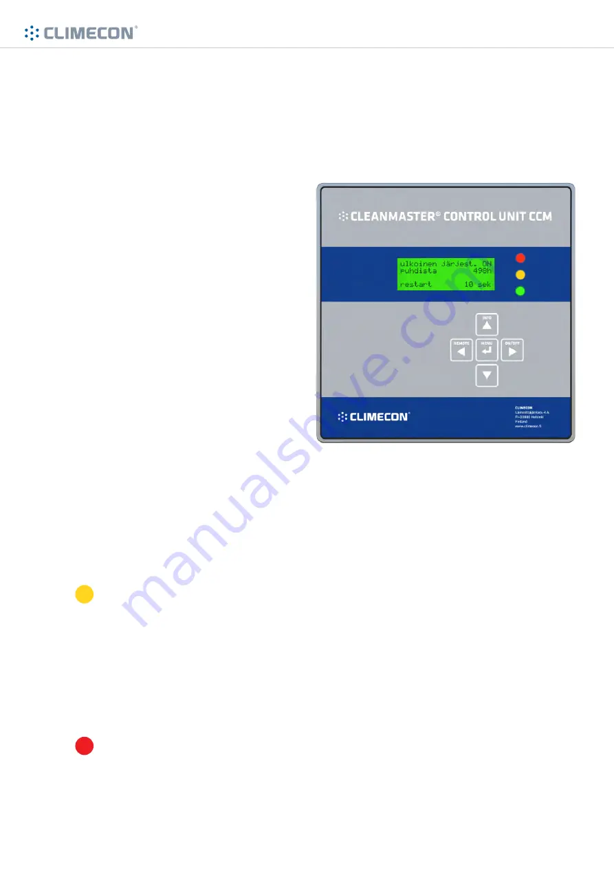 Climecon CLEANMASTER Series Installation, Adjustment, Operating And Maintenance Instructions Download Page 15