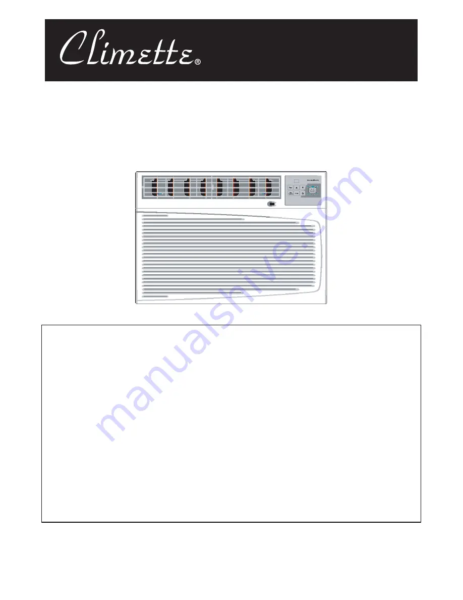 Climette CA1516KR Installation And Operating Instructions Manual Download Page 1