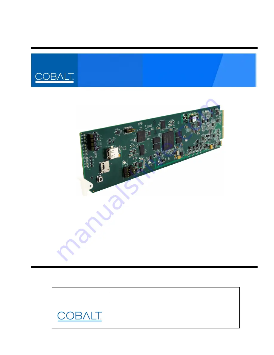 Cobalt Digital Inc 9902-2UDX-DI Product Manual Download Page 1