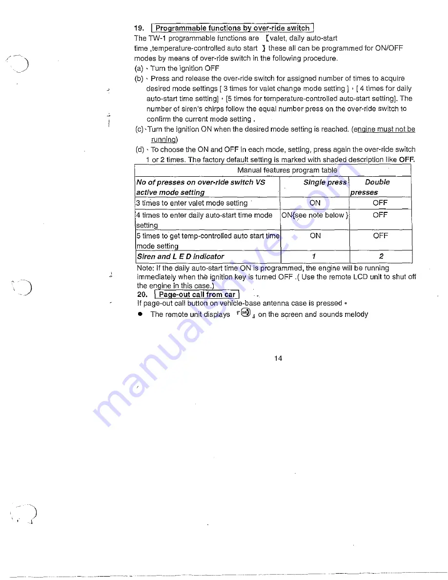 Code Alarm TW-1 Owner'S Manual Download Page 17