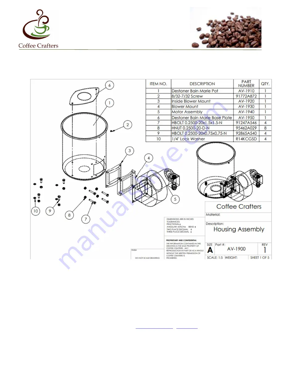 Coffee crafters AVALANCHE 1400 Manual Download Page 22