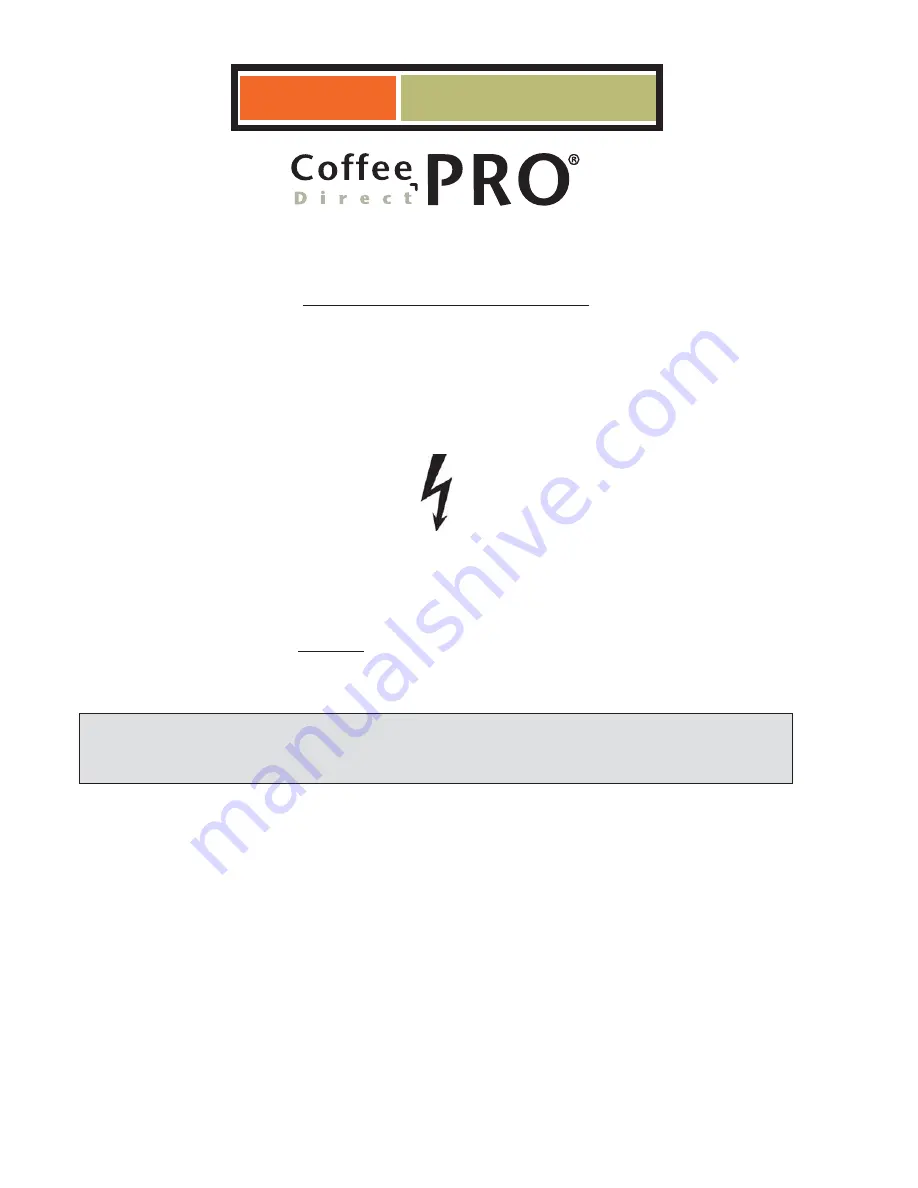 Coffee Pro Direct Sample PRO 100 Series Operating Manual Download Page 1