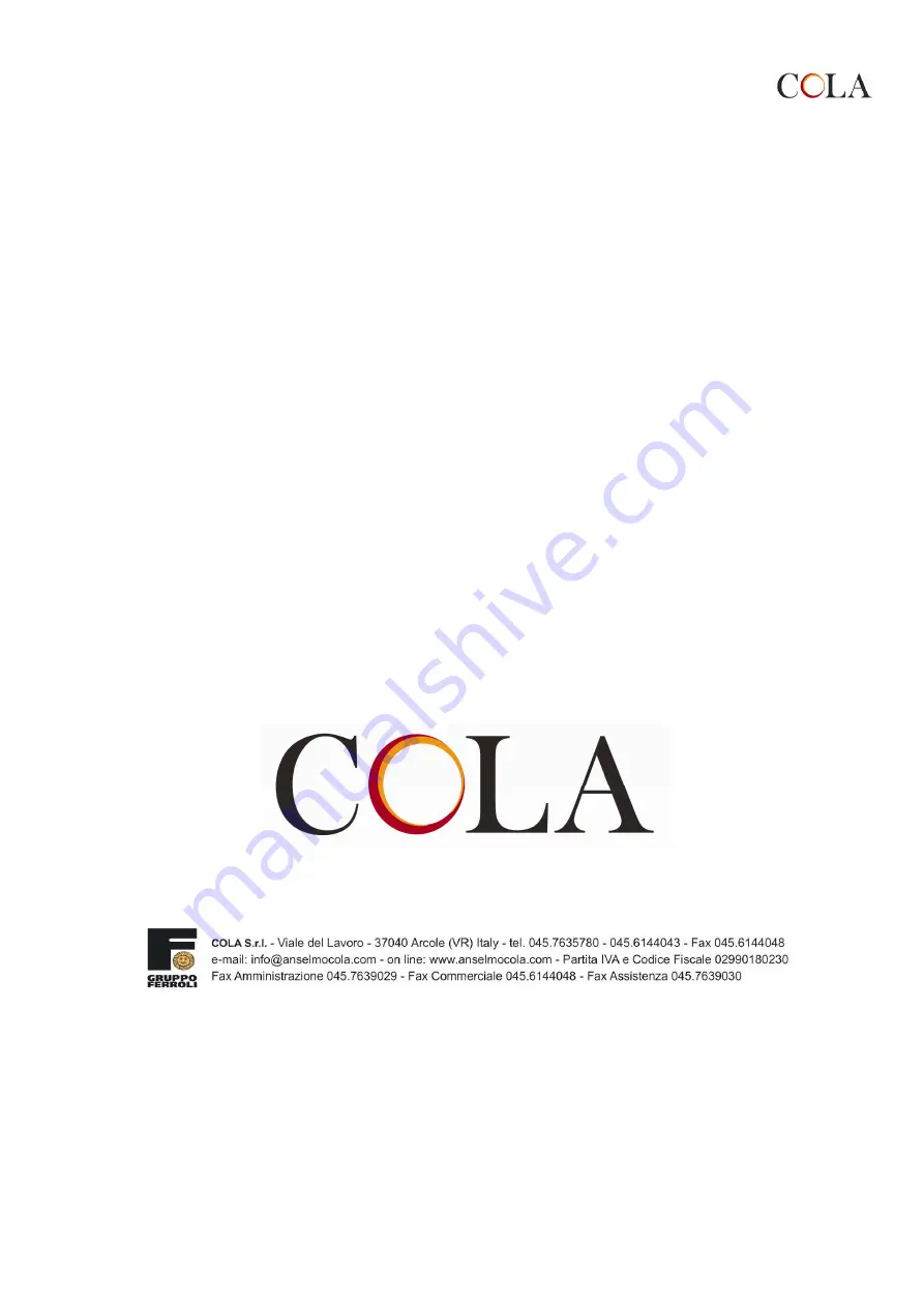 Cola MINI JOHANNA Installation, Use And Maintenance Manual Download Page 13