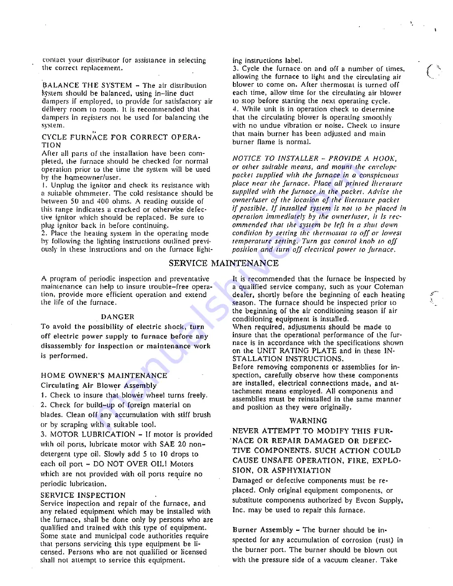 Coleman 2940 Installation Instructions Manual Download Page 14