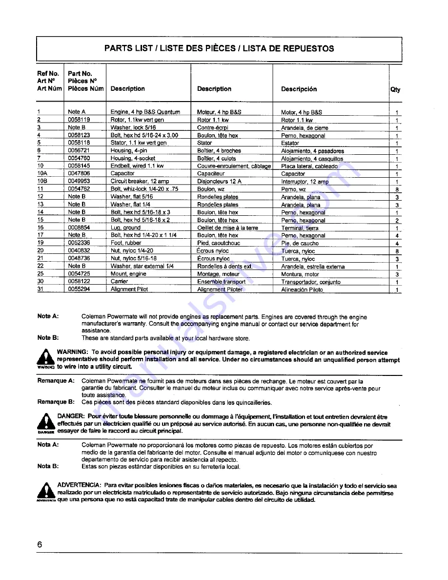 Coleman Powermate Ultra PM0421100 Insert Manual Download Page 6