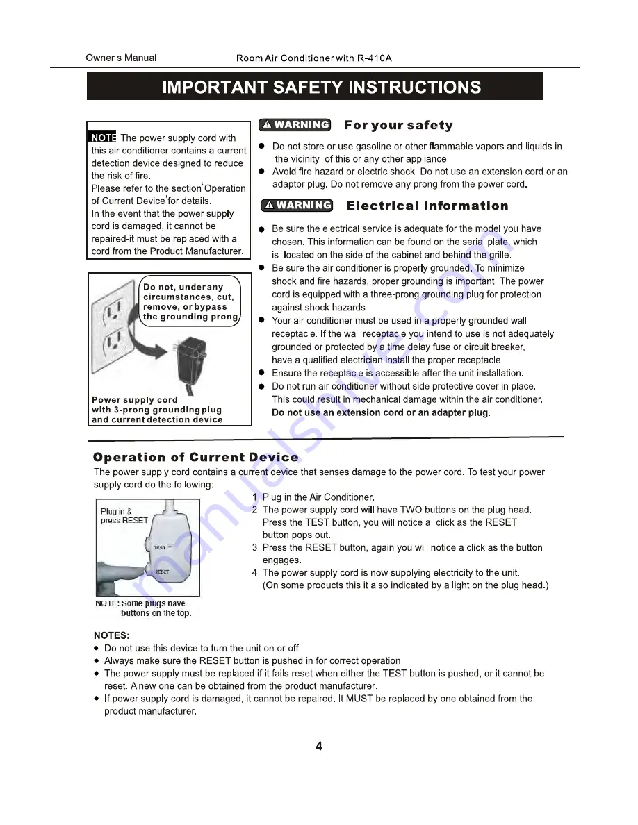 COMFORT-AIRE BG-101J Owner'S Manual Download Page 5