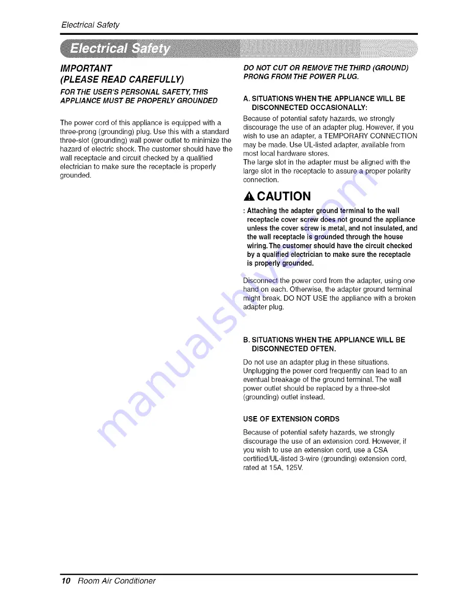 COMFORT-AIRE BGE-103A Owner'S Manual Download Page 10