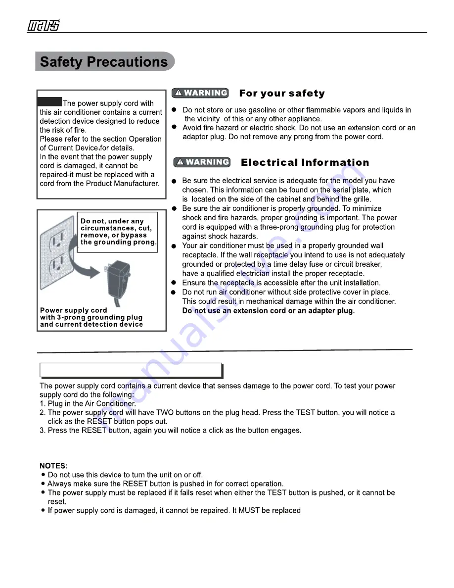 COMFORT-AIRE PTTC09A-1 Owner'S Manual Download Page 6