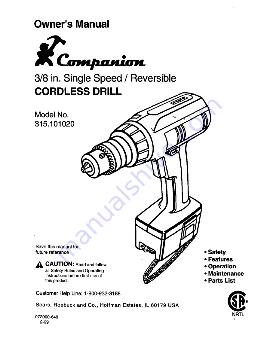 COMPANION COMPANION 315.10102 Скачать руководство пользователя страница 1