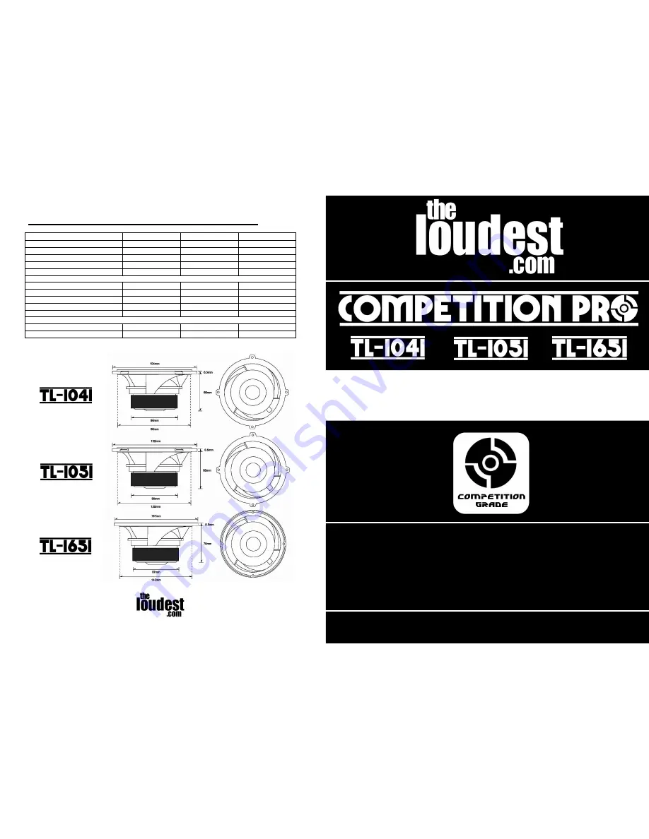 Competition Pro TL-1041 Owner'S Manual Download Page 1