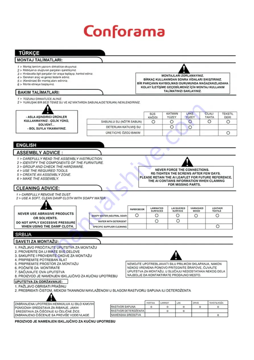 CONFORAMA 8-25/2018 Assembly Instructions Manual Download Page 12